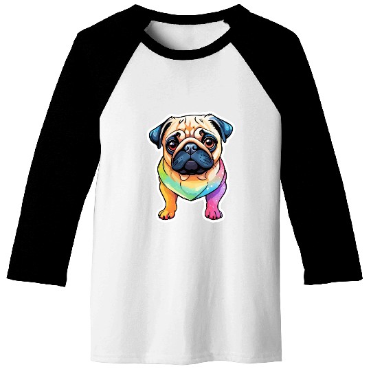 Pug Watercolor Baseball Tees