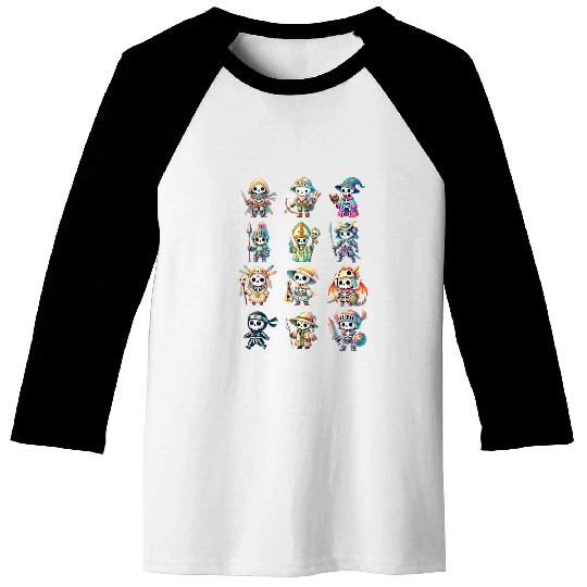 Skeleton Adventure Dungeon Characters Fantasy Baseball Tees