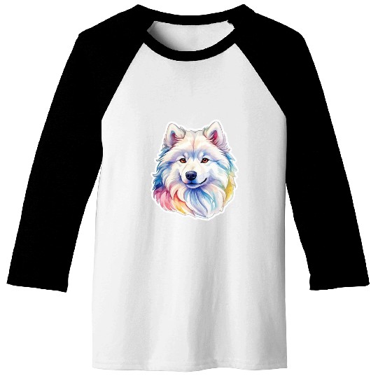 Samoyed Dog Watercolor Baseball Tees