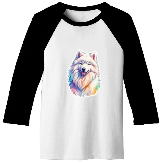 Samoyed Dog Watercolor Baseball Tees