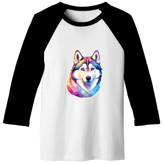Siberian Husky Watercolor Baseball Tees