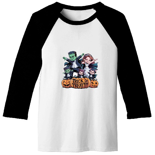 halloween Franken n Werewolf family Baseball Tees