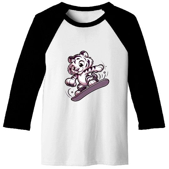 Cute Snowboarder Tiger Baseball Tees
