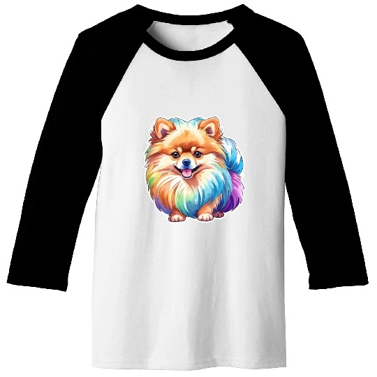 Pomeranian Watercolor Baseball Tees