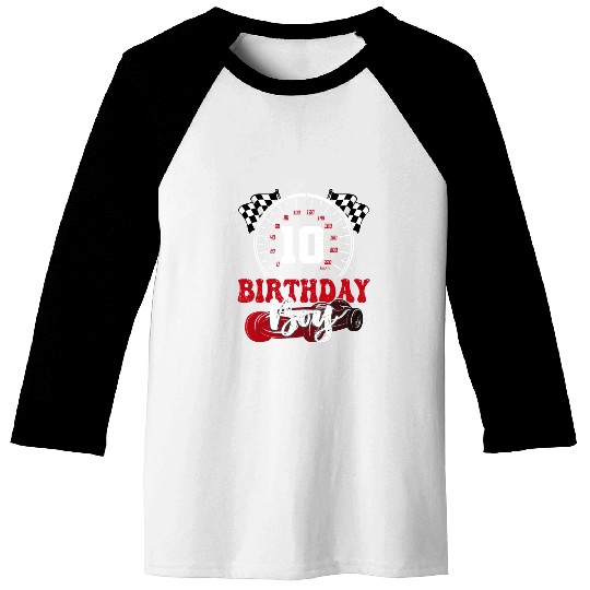 Race Car 10th Birthday Boy Party Pit Crew Baseball Tees