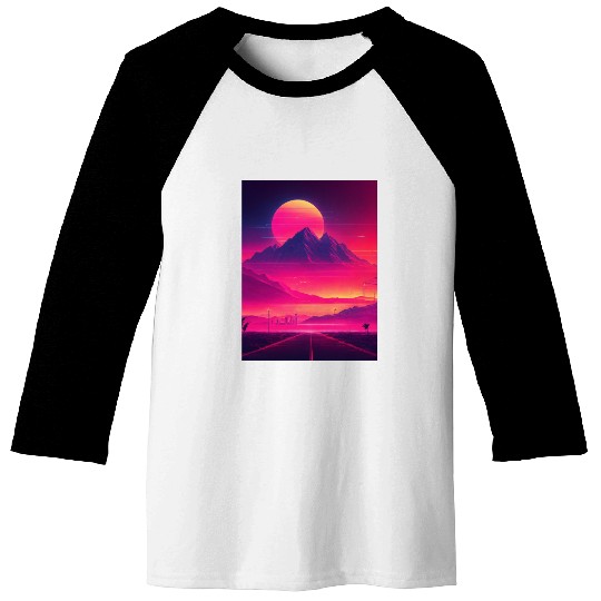 Neon Horizon: A Synthwave Journey Baseball Tees