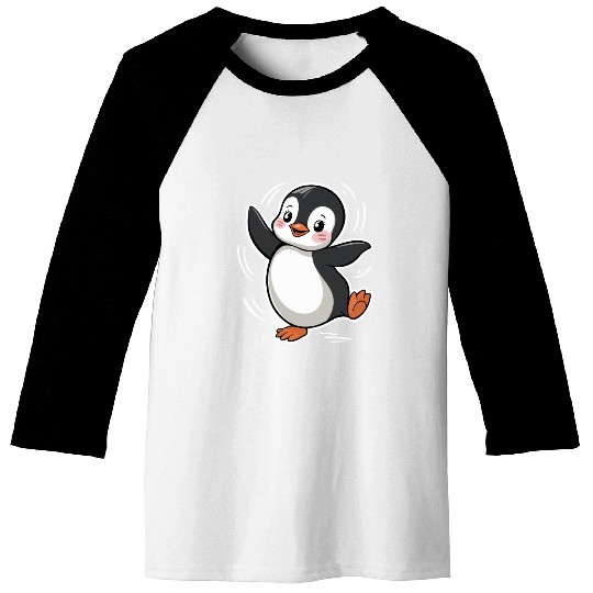 Happy Dancing Penguin Cartoon Design Baseball Tees