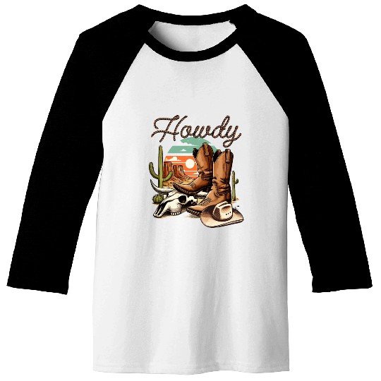 cowboy funny women hat wild western rodeo texas Baseball Tees