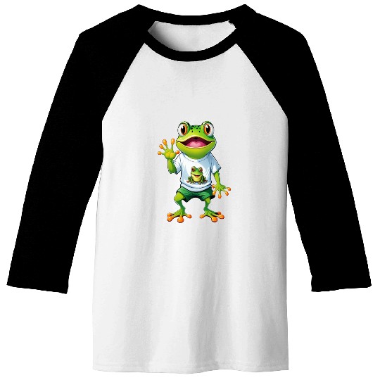 Green Happy Frog Baseball Tees