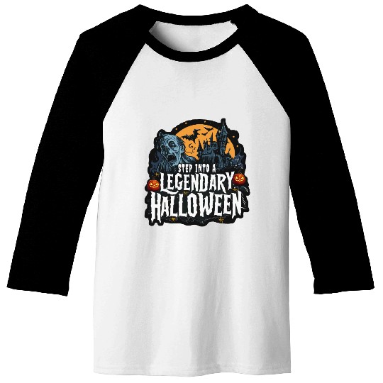 Spine Chilling Spooky Halloween Horror Design Baseball Tees