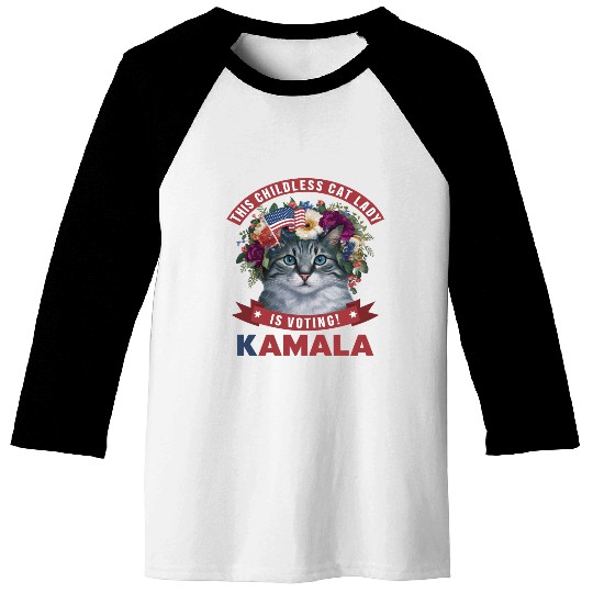 Childless Cat Lady is voting kamala Baseball Tees