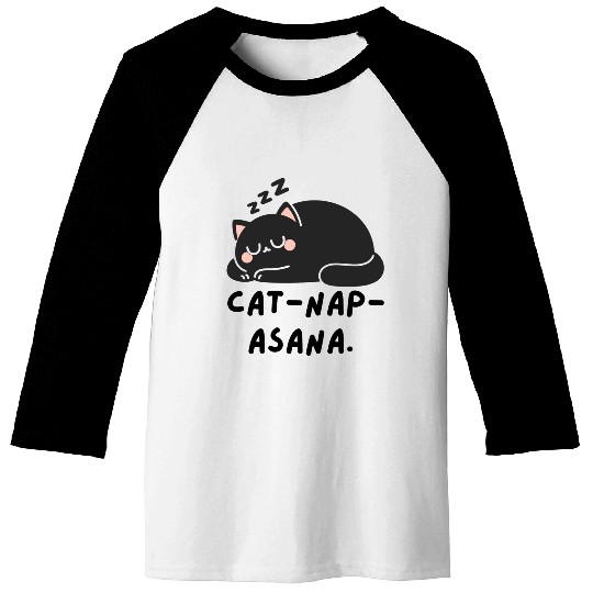 Lazy Cat Cat-Nap-Asana yoga Baseball Tees
