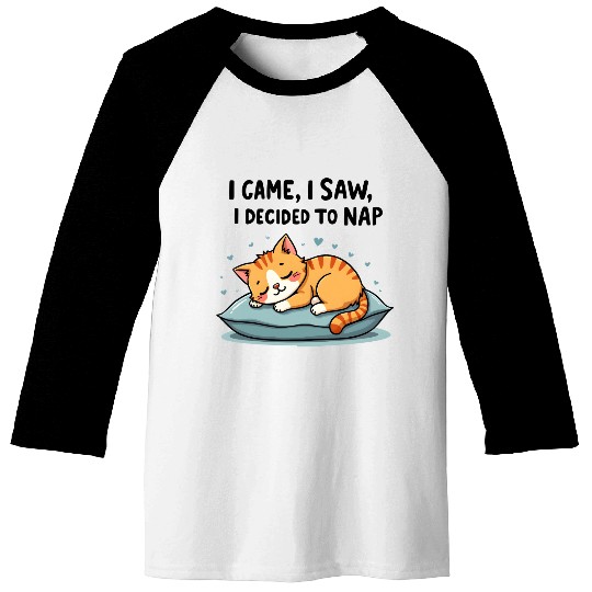 Cute Cat Nap Lover Funny Sleepy Naptime Humor Baseball Tees
