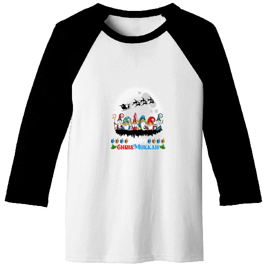 Happy Chrismukkah Gnomes Christmas Hanukkah Baseball Tees