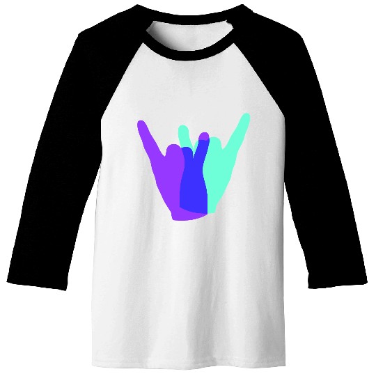 Two heavy metal hard rock horn finger hand gesture Baseball Tees