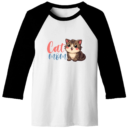 Adorable Cat Mom Design with Cute Kitten Baseball Tees