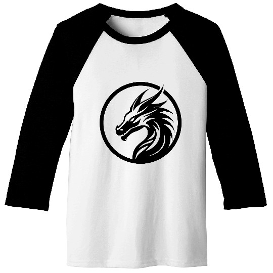 Dragon head symbol or logo in a circle Baseball Tees
