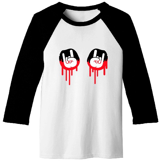 Heavy metal graffiti drop horn finger hand gesture Baseball Tees