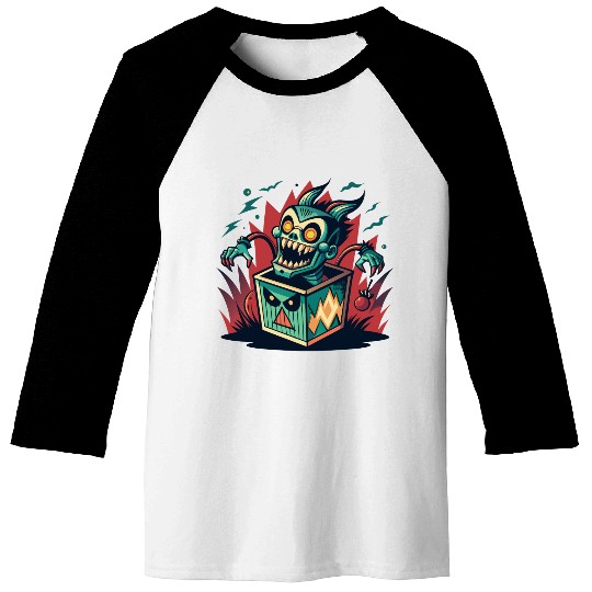 Monster Jack-in-the-Box - Retro Horror Fun Baseball Tees