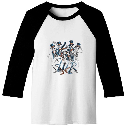 Let's Dance Dancing Skeleton Skull Baseball Tees