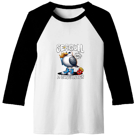 Seagull The Potato Chips Lover Funny Sea Bird Baseball Tees