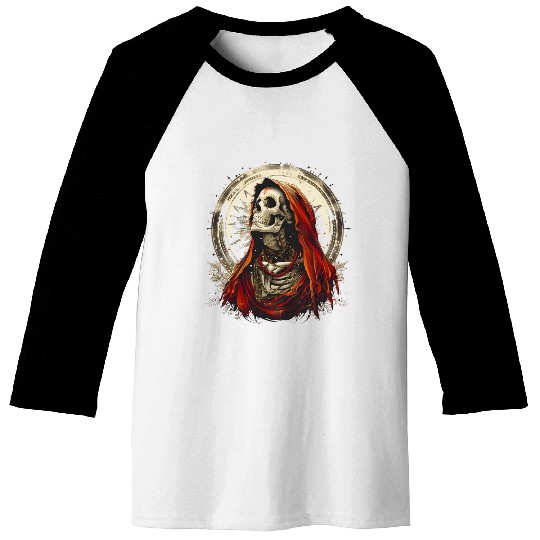 Santa Muerte Saint Death Mexican Sugar Skull Baseball Tees