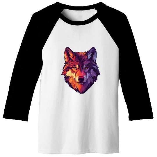 Floral Wolf Vintage Flowers Wolf Face for Wolves Baseball Tees