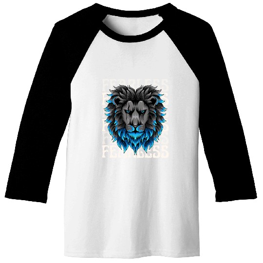 Black Blue Illustrative Fearless Baseball Tees