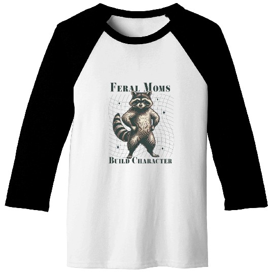 Feral Moms build character Halloween Baseball Tees