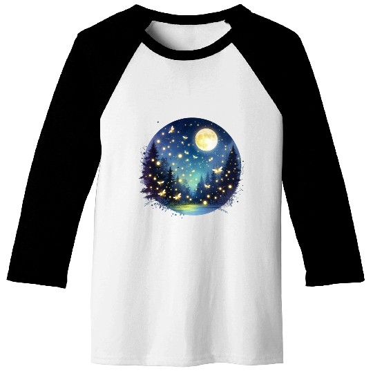 Moonlit Fireflies Baseball Tees