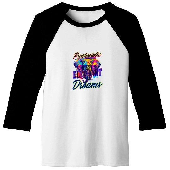 Elephant Psychedelic Elephant Dreams Baseball Tees