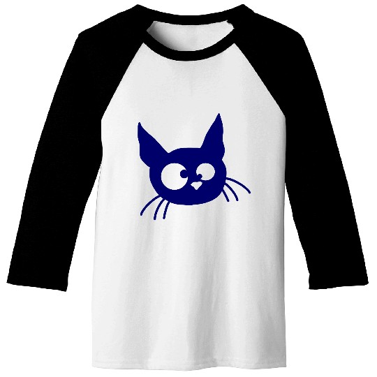Crazy Cat Squinting Funny Eyes Grimace Fun Cartoon Baseball Tees