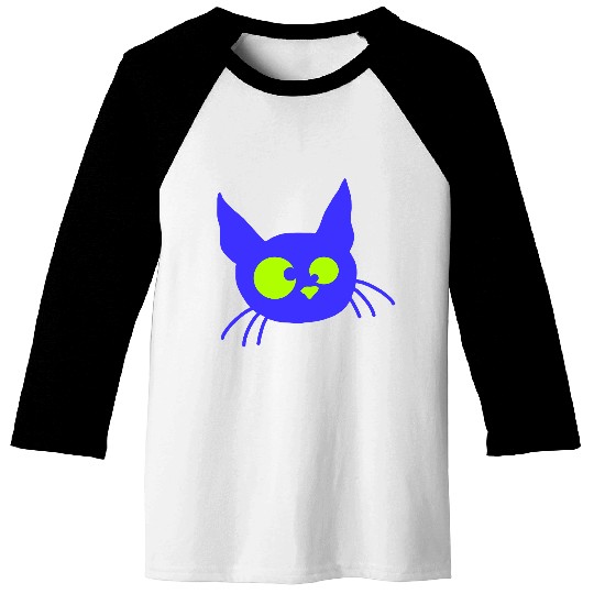 Crazy Cat Squinting Funny Eyes Grimace Fun Cartoon Baseball Tees