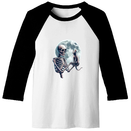 Skeleton Cat Halloween Baseball Tees