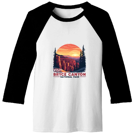 Bryce Canyon National Park Retro Illustraion V 01 Baseball Tees