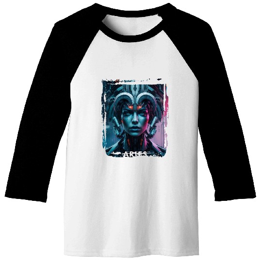 Zodiac sign Aries in cyberpunk era Future Baseball Tees