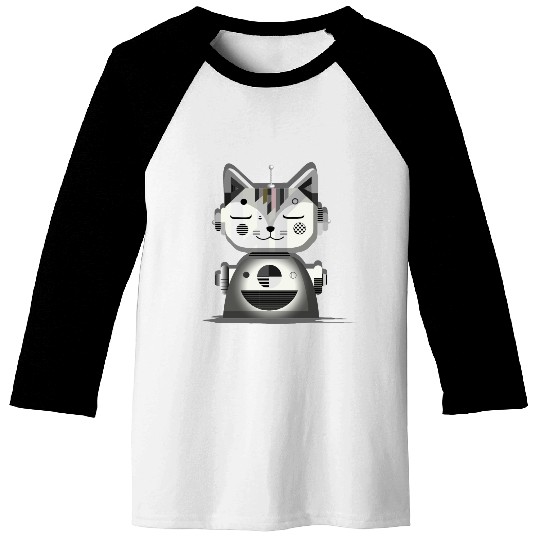 Geometric Robot Cat - Creative Illustration Baseball Tees