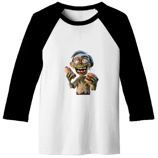 zombie eating Baseball Tees