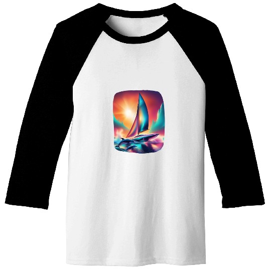 Futuristic AI-Designed Sailing Yacht Baseball Tees