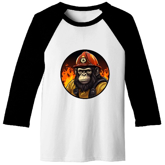 Firefighter monkey Baseball Tees