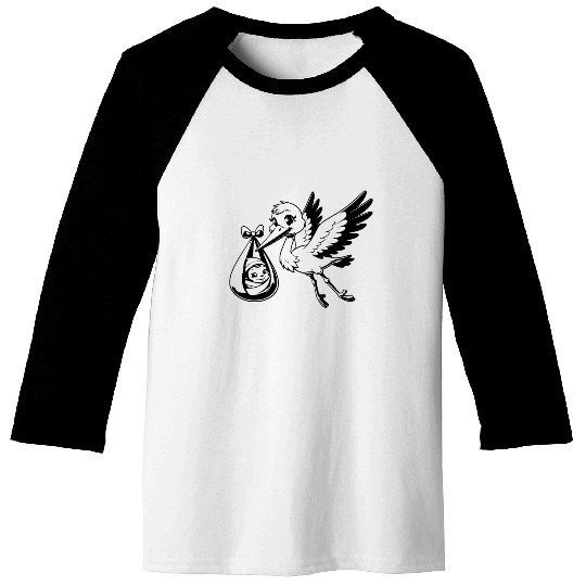 Adorable Stork with Baby Bundle Newborn Delivery Baseball Tees