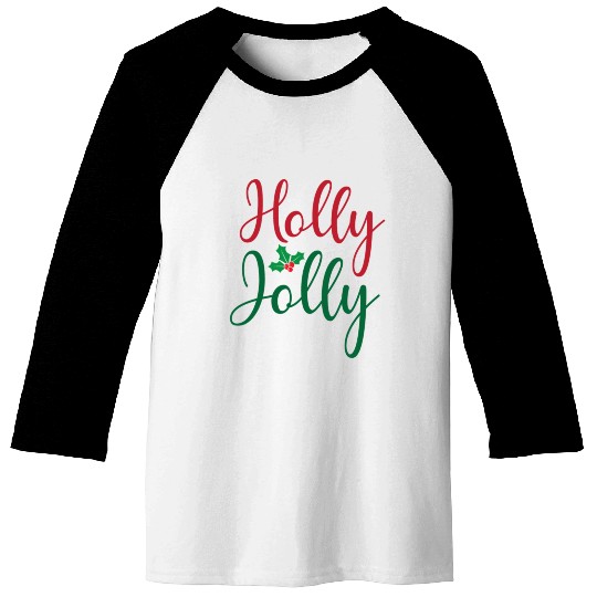Christmas Holly Jolly Sticker Baseball Tees