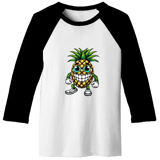 Pineapple fruit fruity summer cool sweet cartoon Baseball Tees