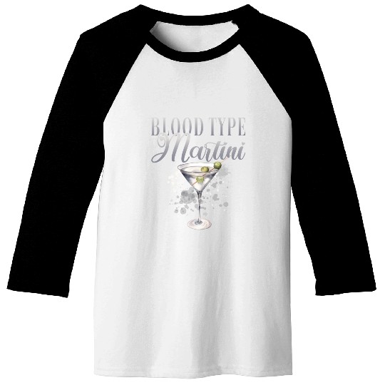 Blood Type Martini Cocktail Bartender Baseball Tees