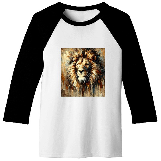 Abstract Lion Face Baseball Tees