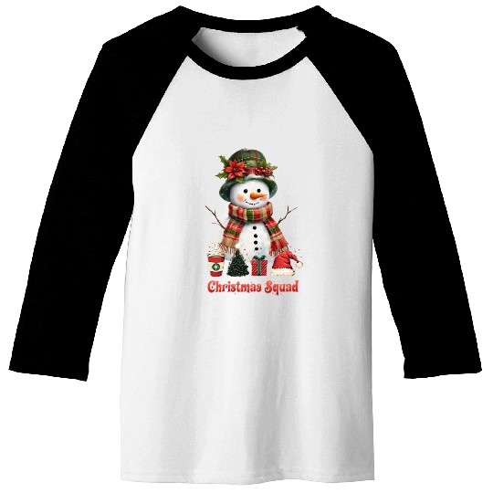 Snowman Christmas Family Gathering Baseball Tees