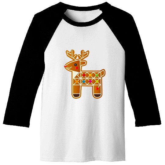 Reindeer in gingerbread design for Christmas Baseball Tees