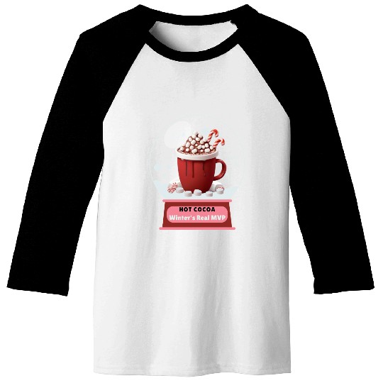 Hot Cocoa, Winter's Real MVP – Cozy Snow Globe Baseball Tees