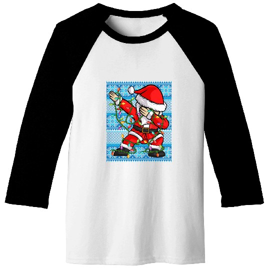 Dabbing Santa Christmas Lights Baseball Tees