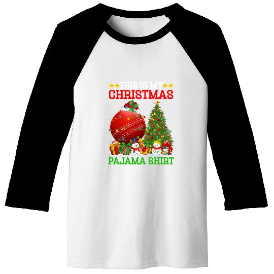 Cricket Ball Christmas Tree Lights Baseball Tees
